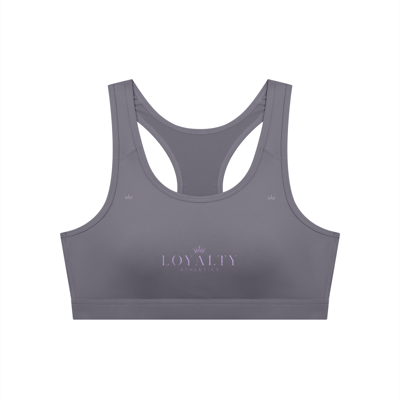 Loyalty athletics (purple wording) Women's Cropped Sports Bra