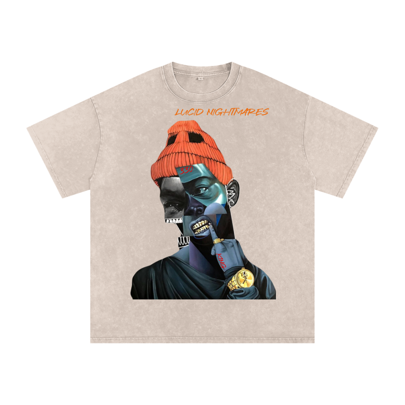 LUCID NIGHTMARES 3 Acid Wash Oversize T-Shirt