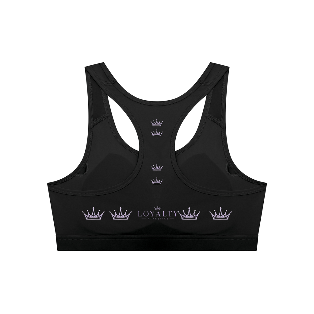 Loyalty athletics (purple wording) Women's Cropped Sports Bra