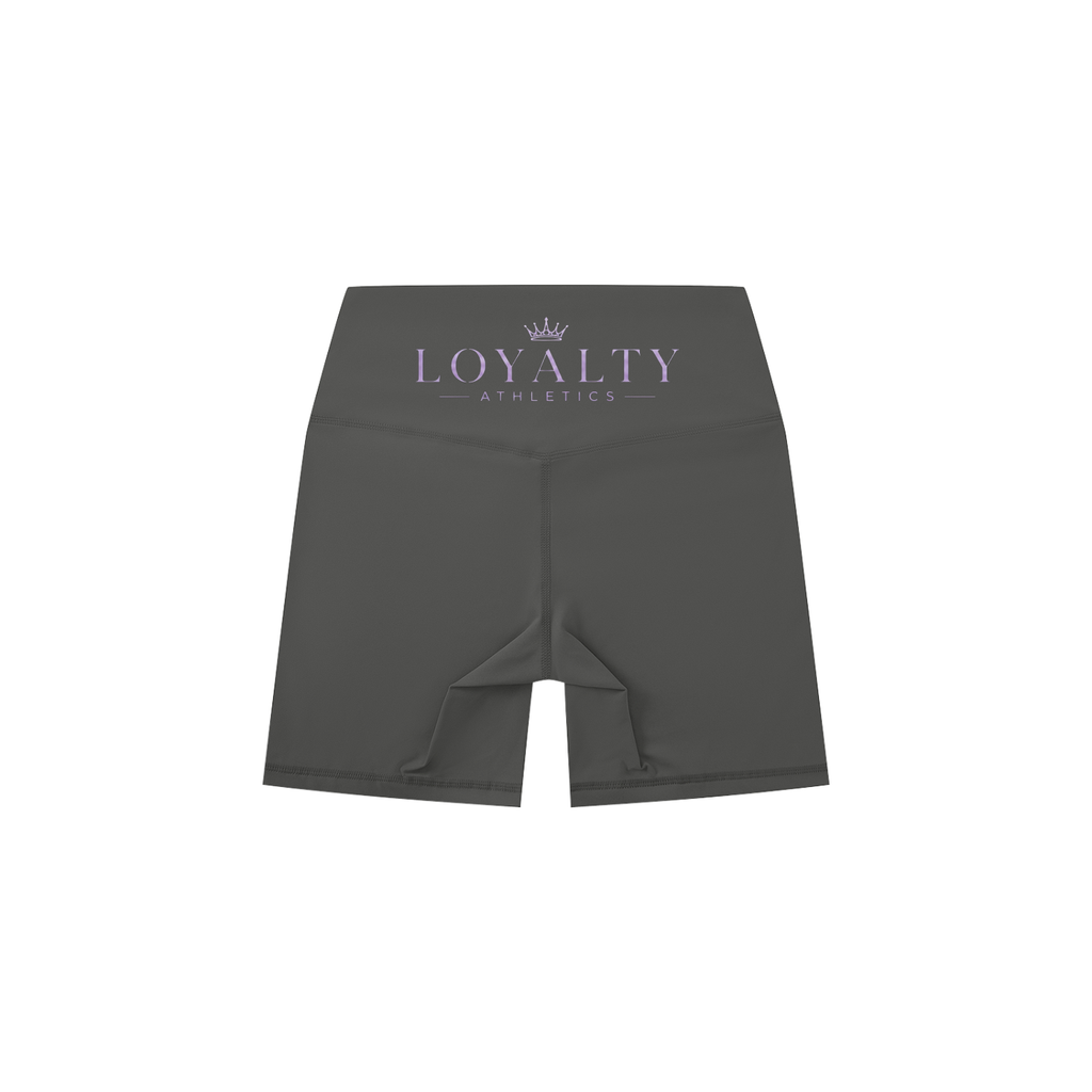 Loyalty athletics (purple wording) Women's High-Waisted Biker Shorts