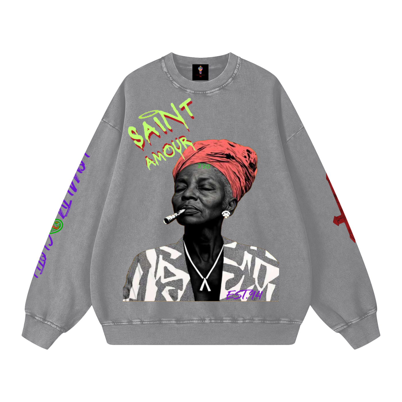 Grams Love Snow Washed Oversized Sweatshirt