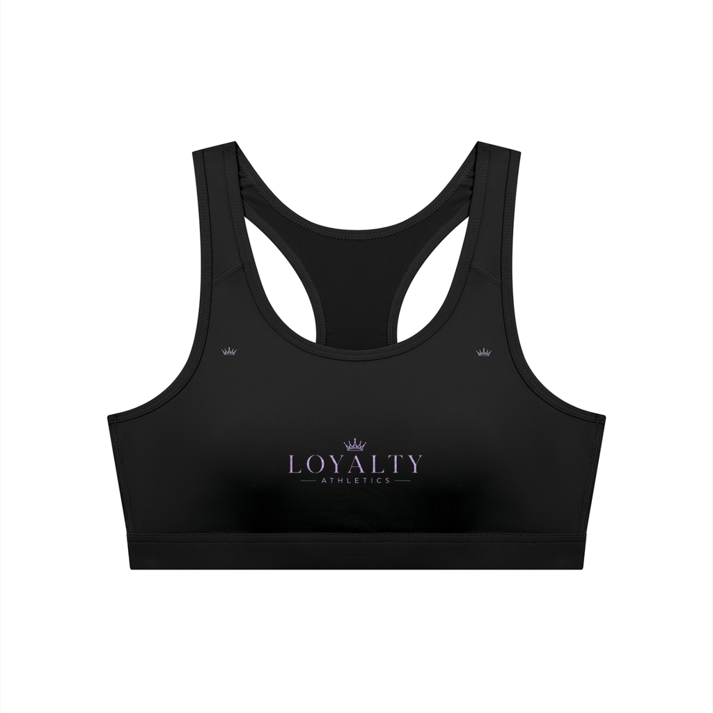 Loyalty athletics (purple wording) Women's Cropped Sports Bra