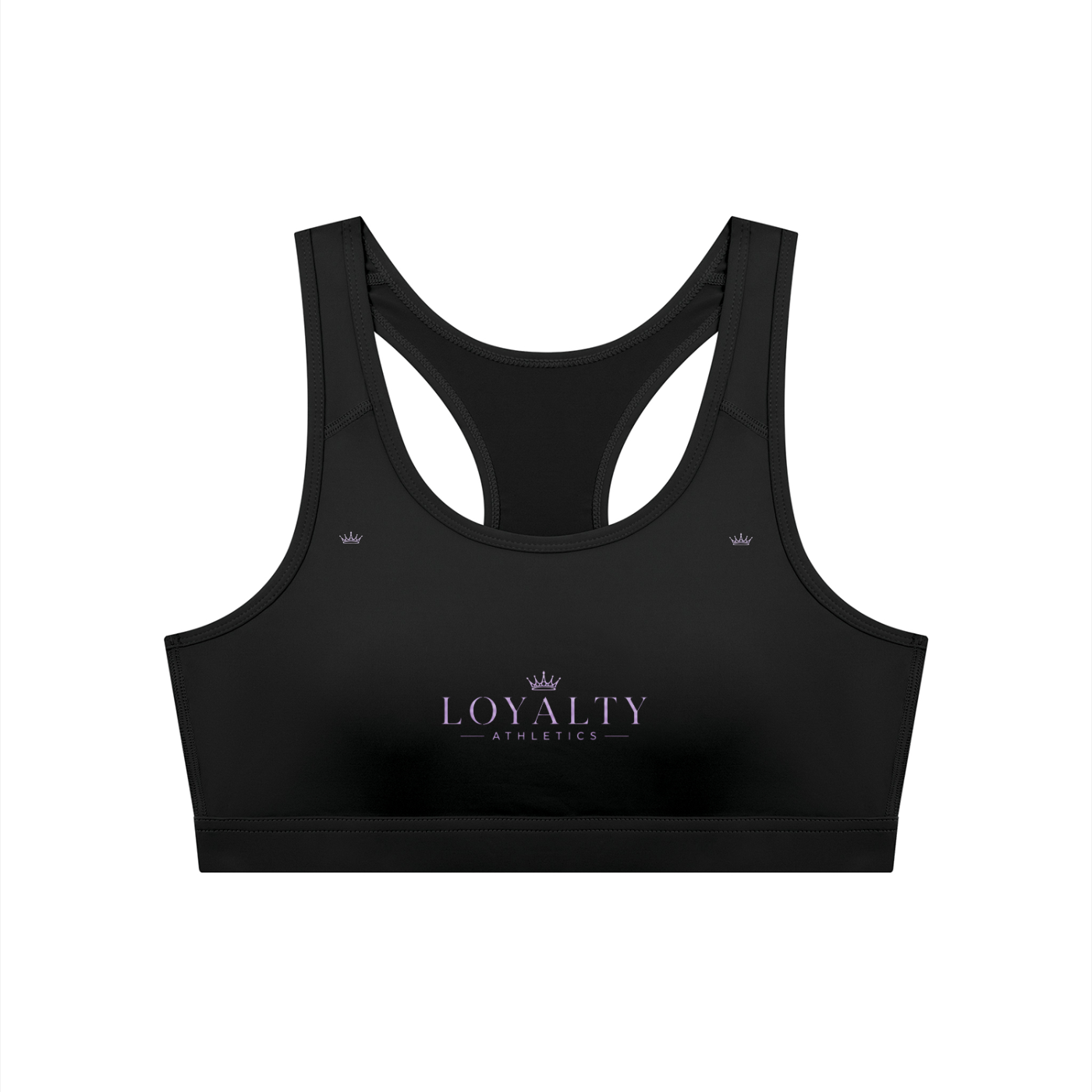Loyalty athletics (purple wording) Women's Cropped Sports Bra