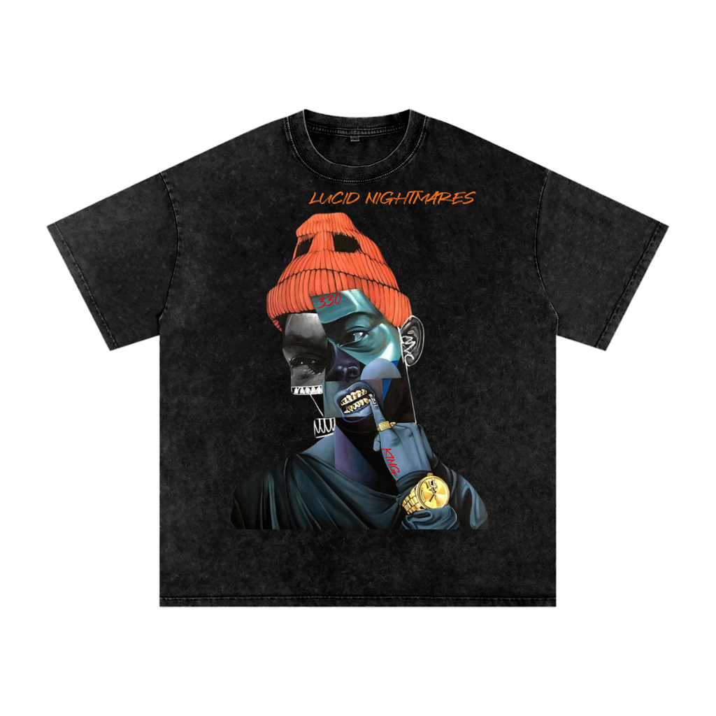 LUCID NIGHTMARES 3 Acid Wash Oversize T-Shirt