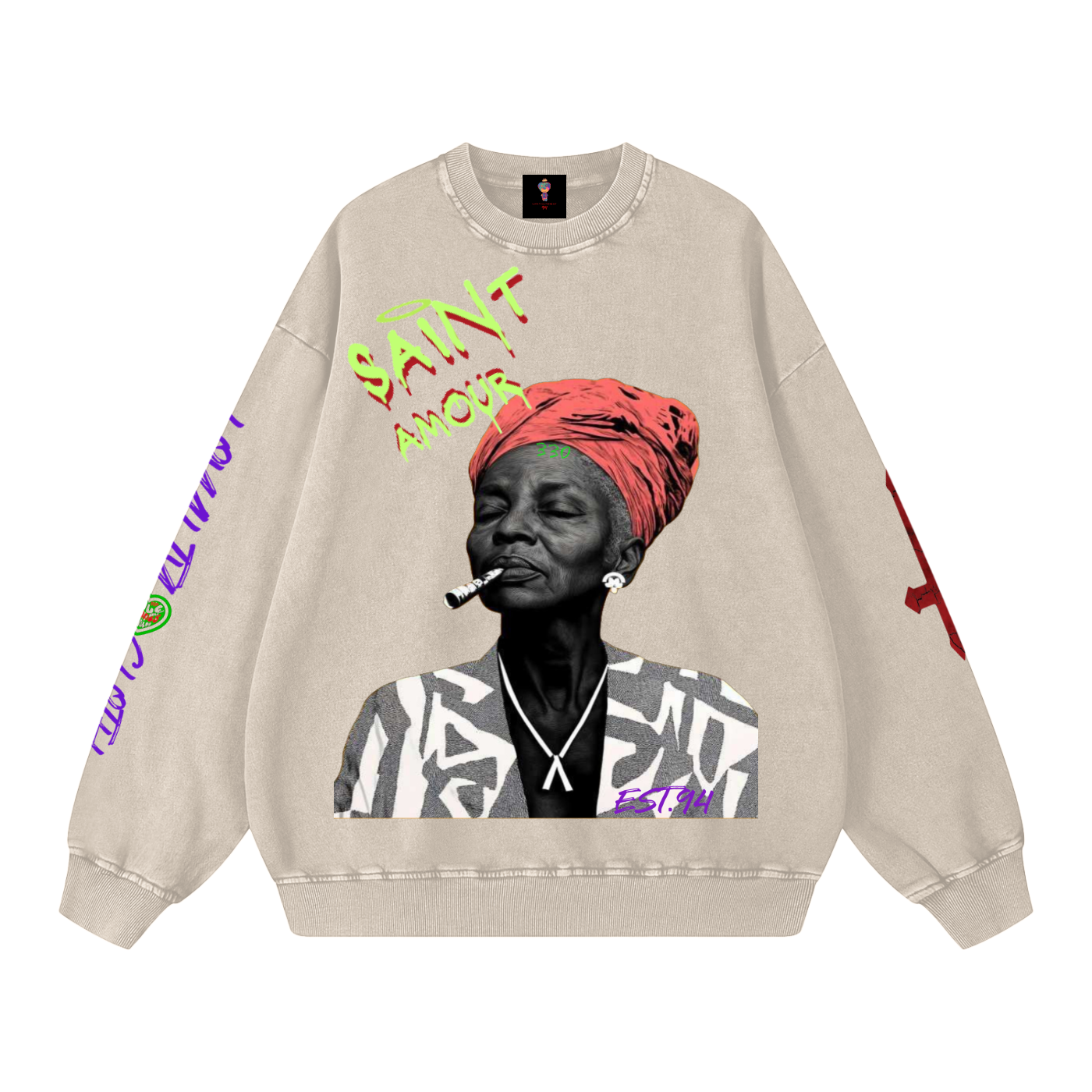 Grams Love Snow Washed Oversized Sweatshirt