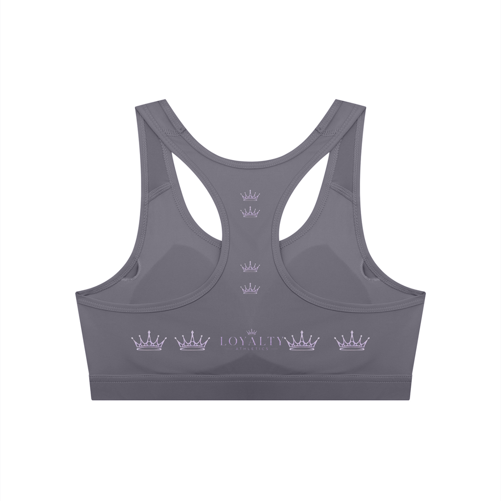 Loyalty athletics (purple wording) Women's Cropped Sports Bra