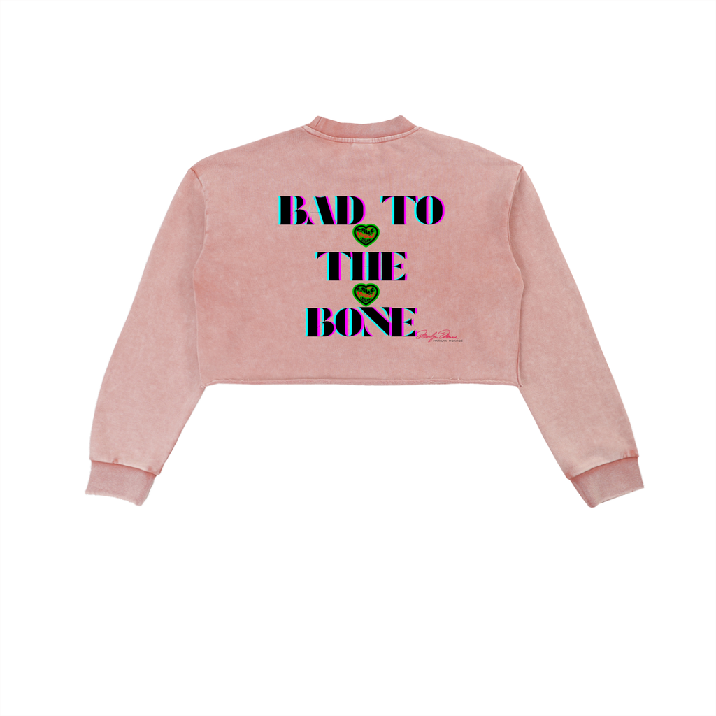 Kiss me Monroe (Womens) Snow Washed Raw Edge Cropped Sweatshirt