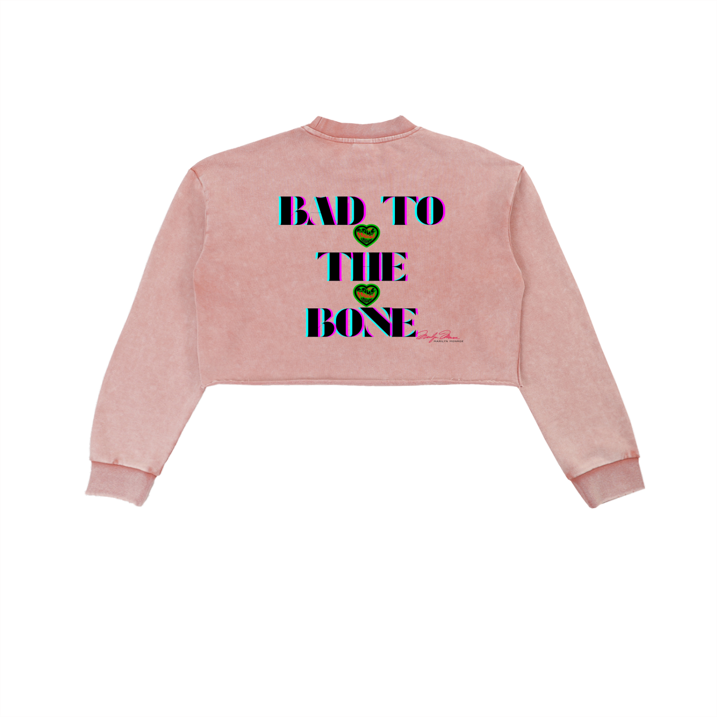 Kiss me Monroe (Womens) Snow Washed Raw Edge Cropped Sweatshirt